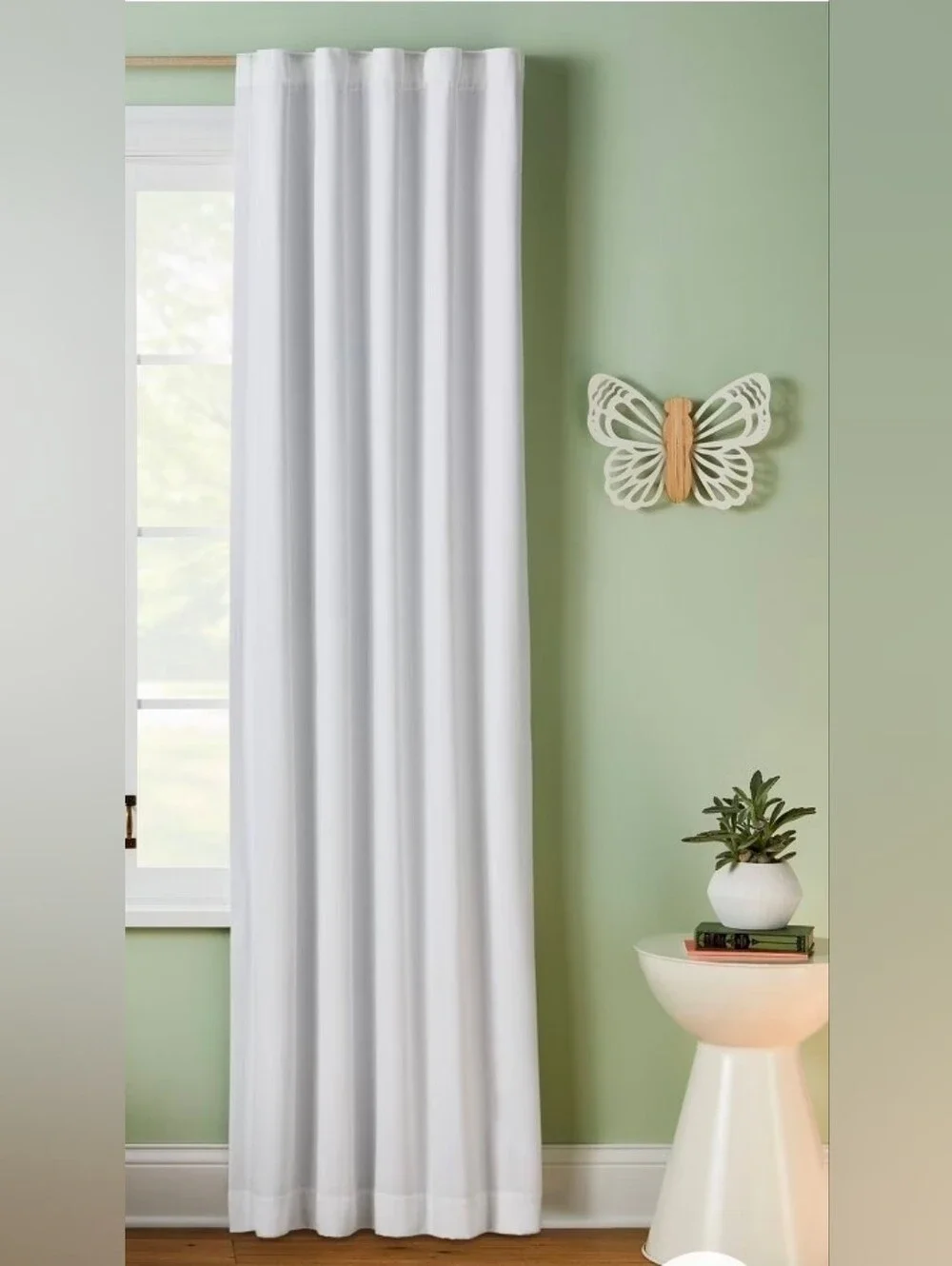 Pillowfort White Blackout Twill Solid Kids' (2) Panel  Curtain Size 42